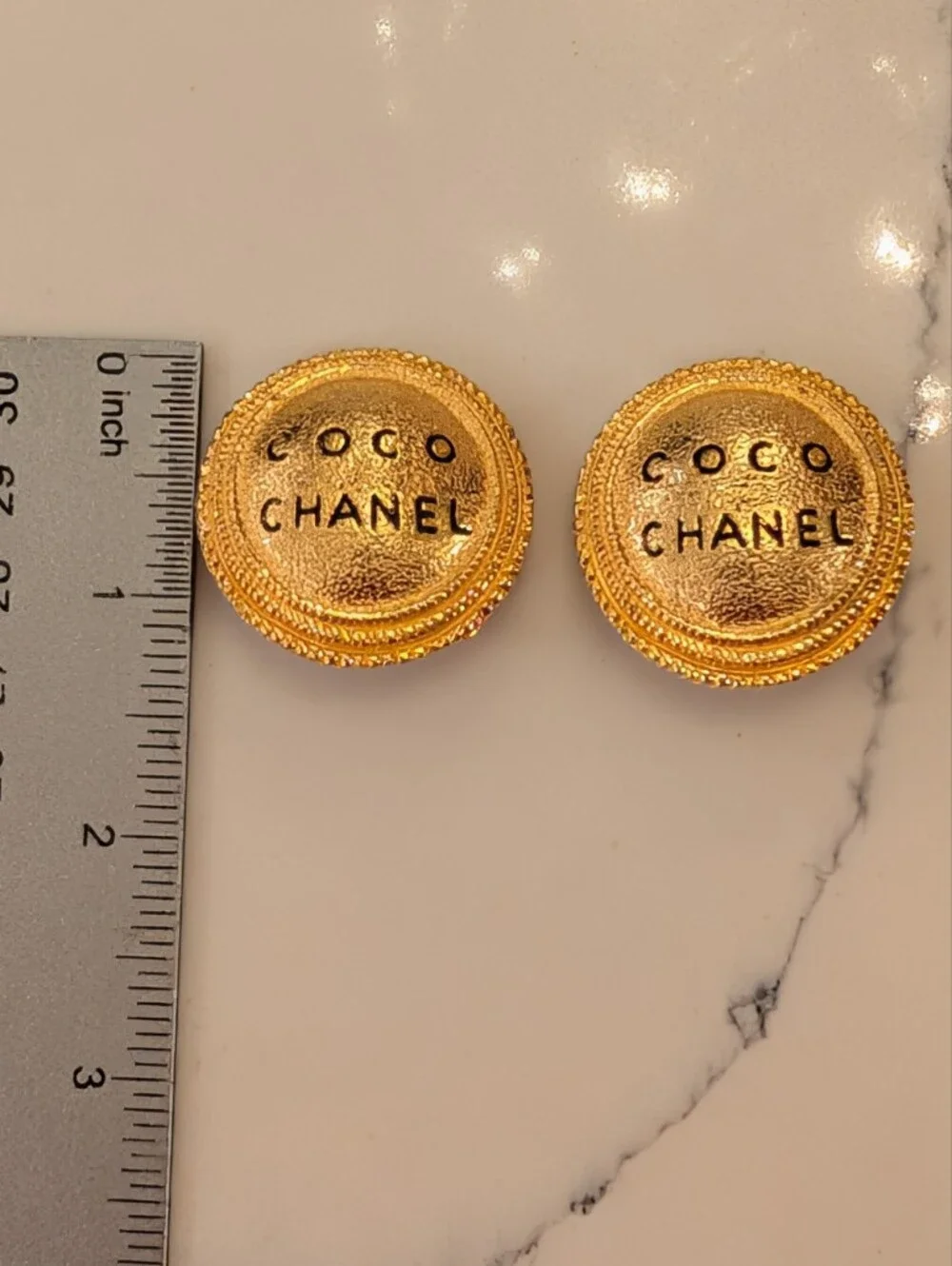 CHANEL Vintage Gold Coco Chanel Logo Clip-On Earrings